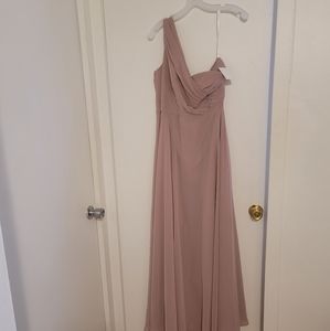 Long 1-shoulder full length formal dress(never worn)- size 12- color QUARTZ